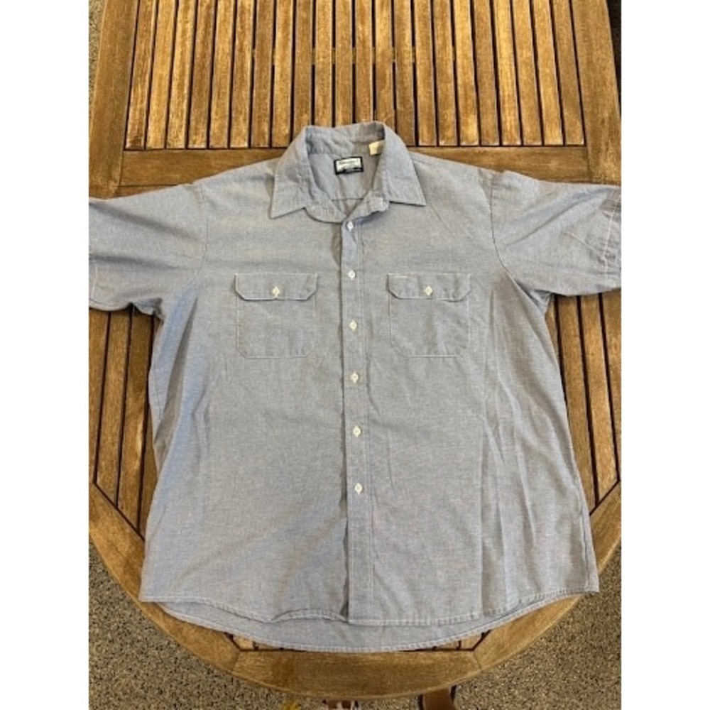 Vintage Fieldmaster Perma-Prest Blue Chambray Work Shirt Men's 2XL USA Made